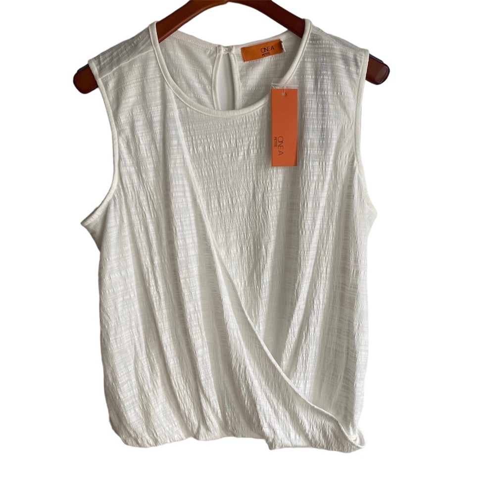 One A White Surplice Sleeveless Top